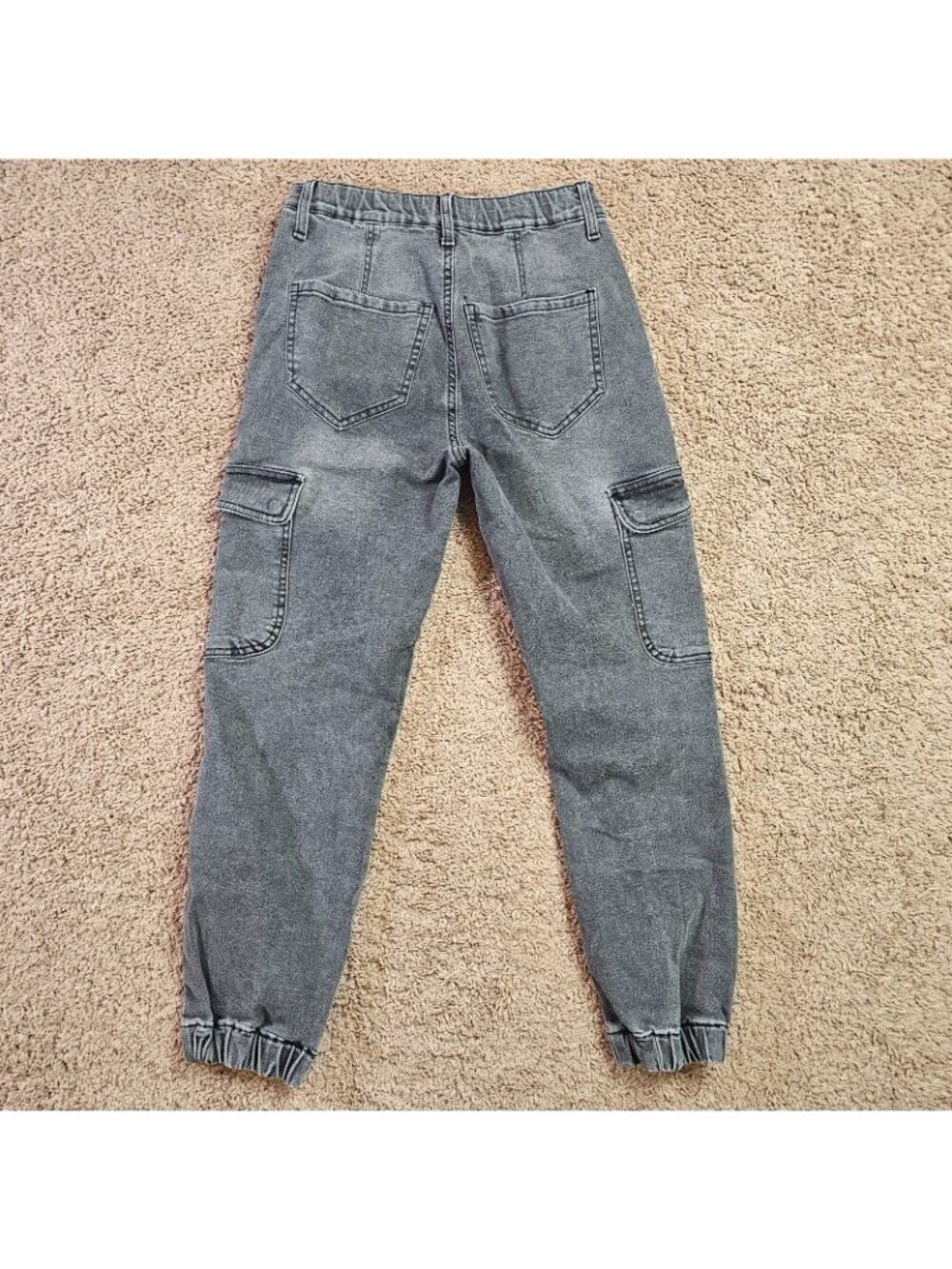 SO Jeans Cargo Pants Womens XS 27x25 Gray High Rise Joggers Denim Stretch Pocket - Picture 2 of 12